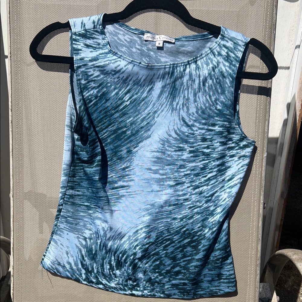 Moa Moa Blue and Black Swirl Top